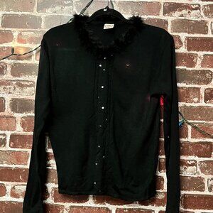 Lady M Black Cardigan with Faux Fur